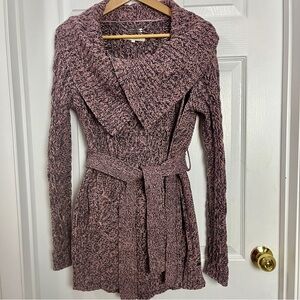 Monk & Lou Cable Knit Cotton Belted Cardigan • Size M